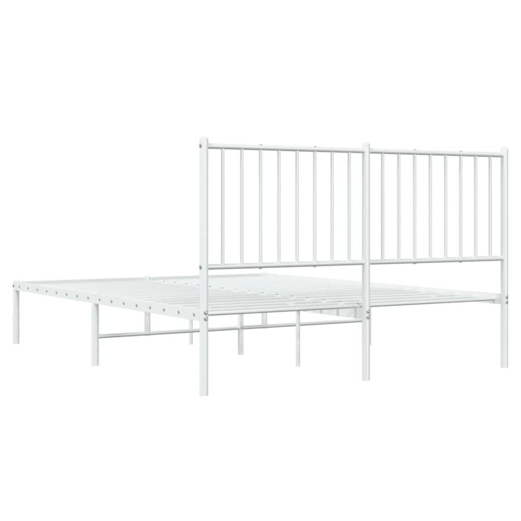 vidaXL Cadre de lit métal sans matelas et tête de lit blanc 135x190 cm