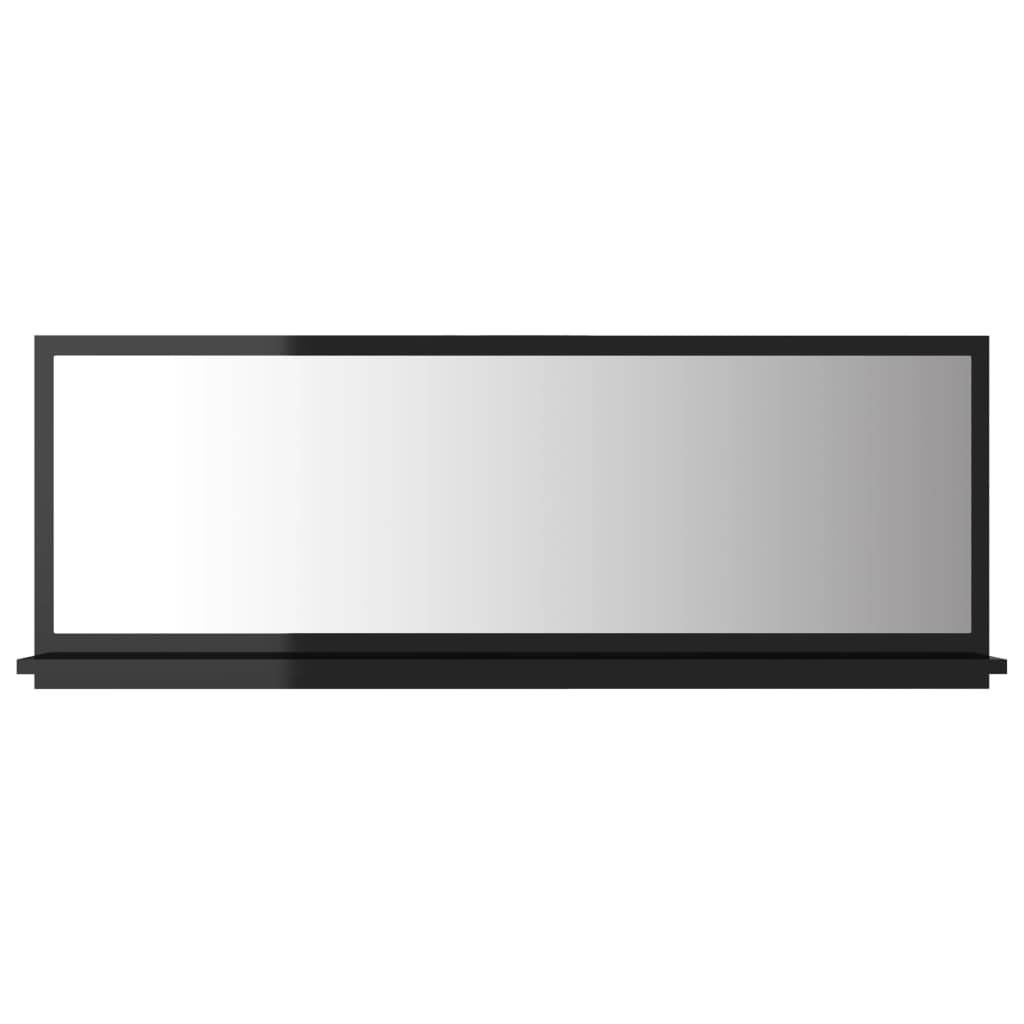 vidaXL Miroir de salle de bain Noir brillant 100x10,5x37 cm Aggloméré
