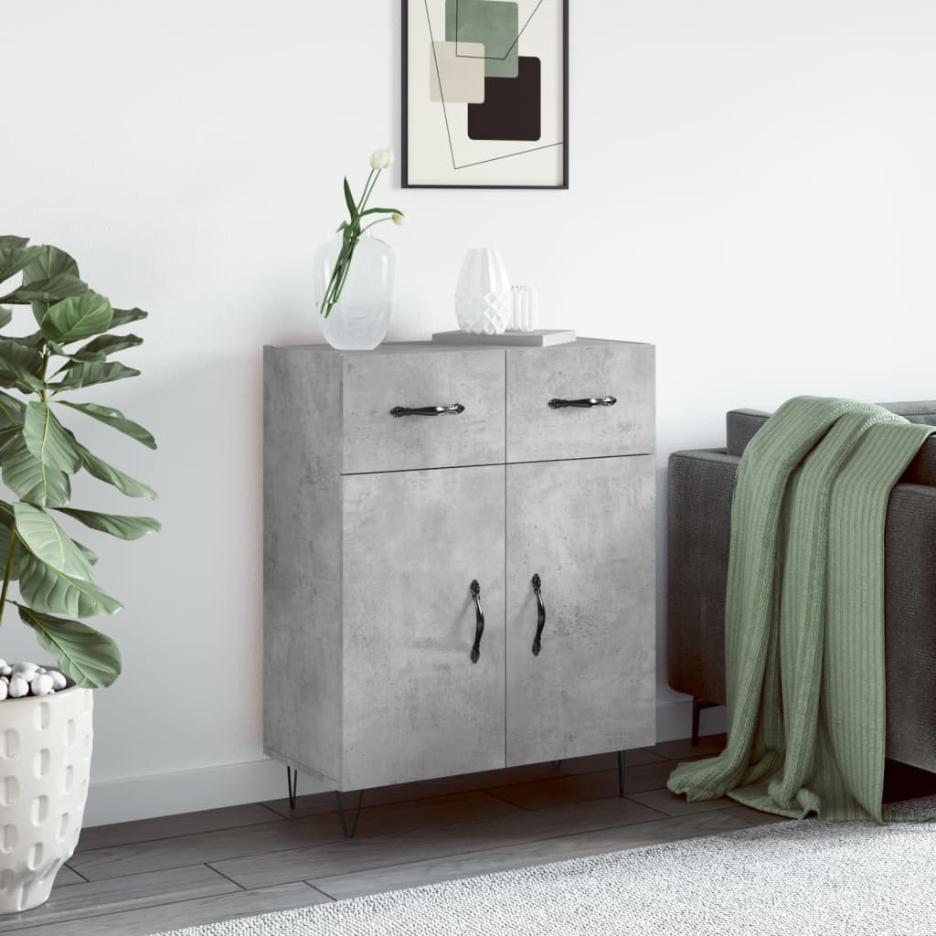 vidaXL Buffet gris béton 69,5x34x90 cm bois d'ingénierie