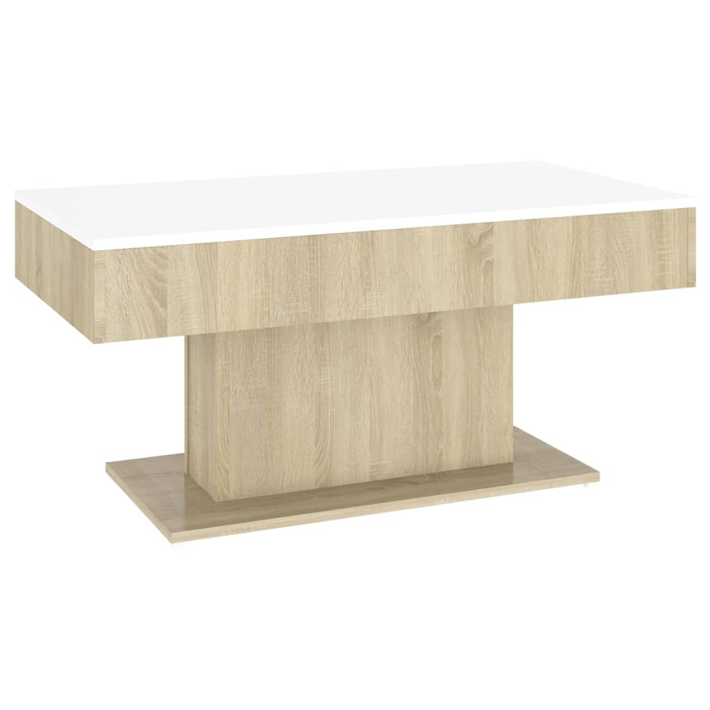 vidaXL Table basse Blanc et chêne sonoma 96x50x45 cm Aggloméré