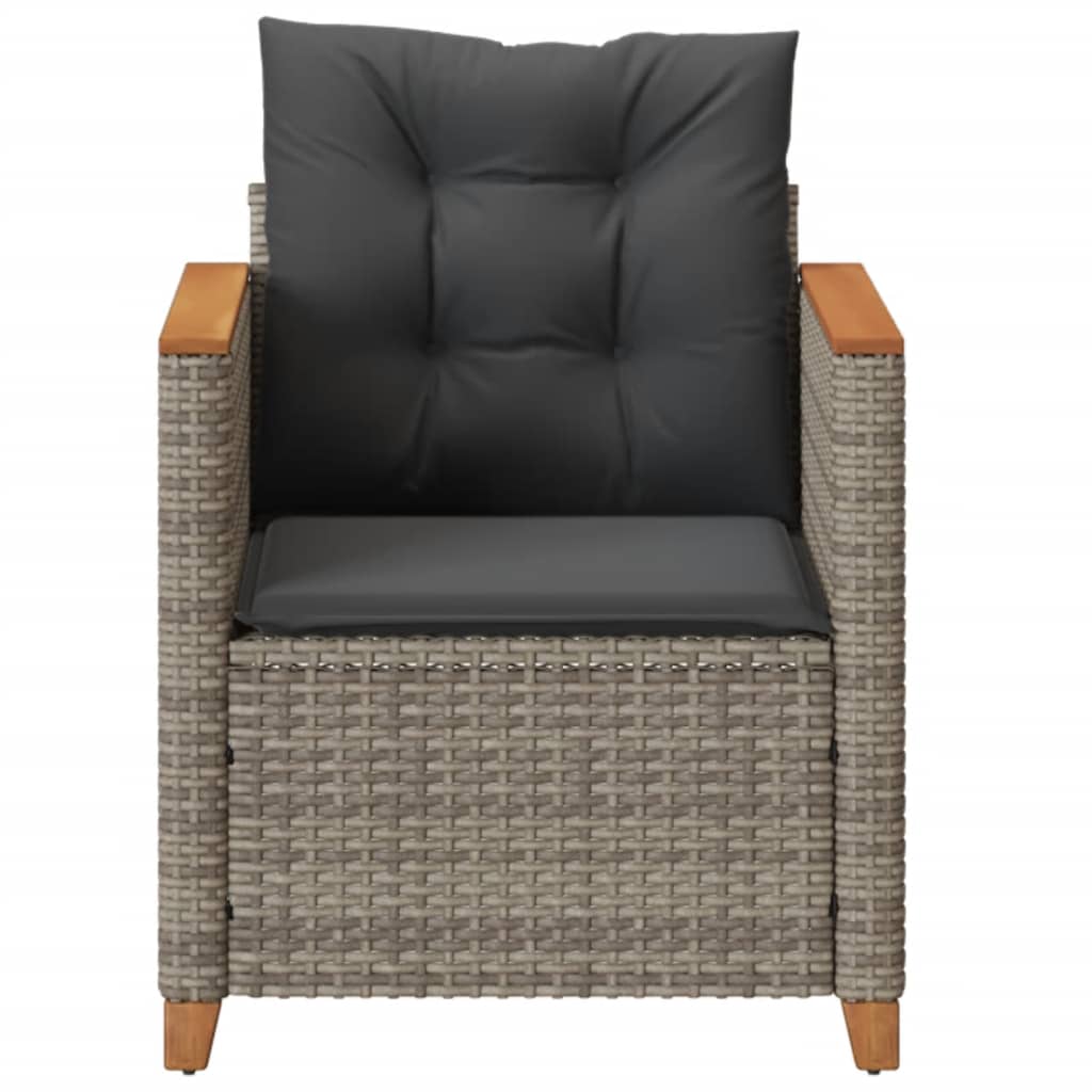 vidaXL Chaise de jardin avec coussins gris résine tressée
