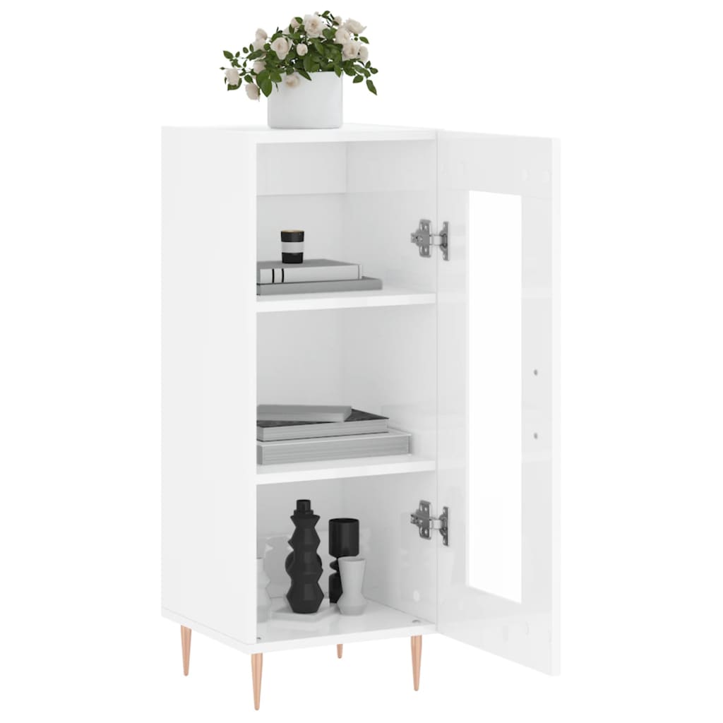 vidaXL Buffet Blanc brillant 34,5x34x90 cm Bois d'ingénierie