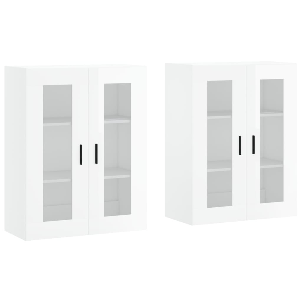 vidaXL Armoires murales 2 pcs blanc brillant bois d'ingénierie