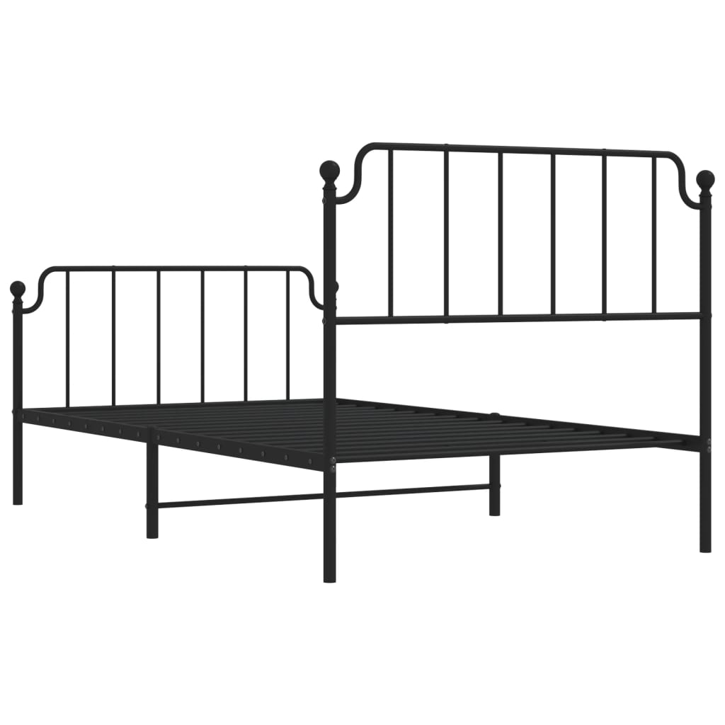 vidaXL Cadre de lit métal sans matelas avec pied de lit noir 107x203cm