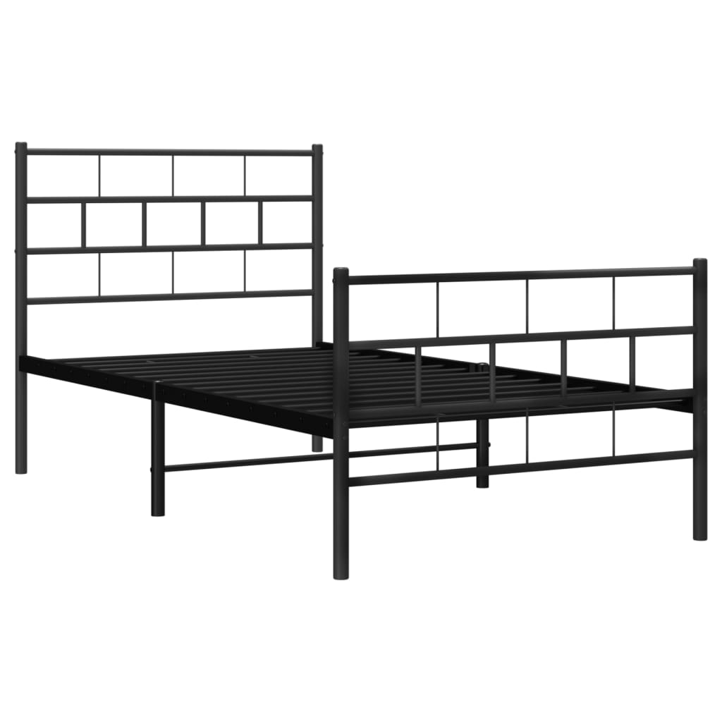 vidaXL Cadre de lit métal sans matelas avec pied de lit noir 100x190cm