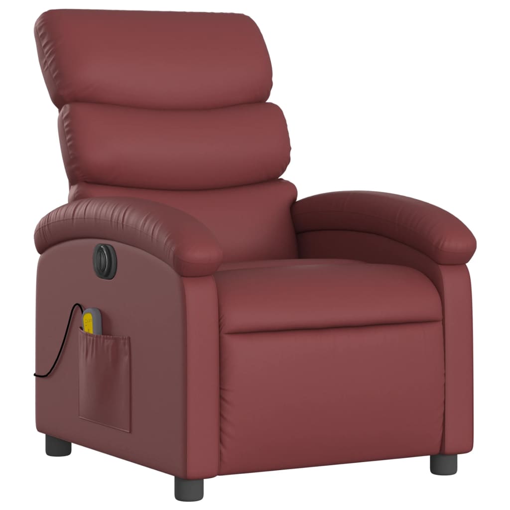 vidaXL Fauteuil de massage inclinable électrique rouge bordeaux