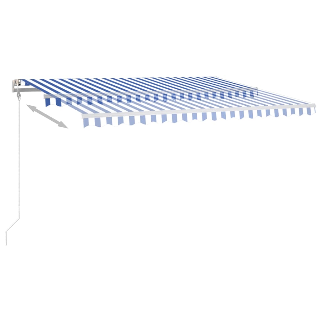 vidaXL Auvent manuel rétractable avec LED 4,5x3,5 m Bleu et blanc