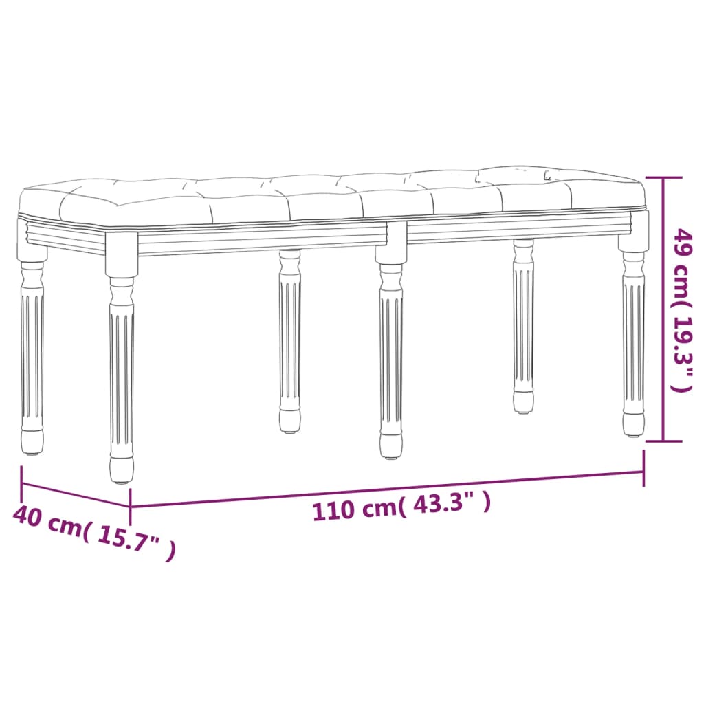 vidaXL Banc Gris clair 110x40x49 cm Velours