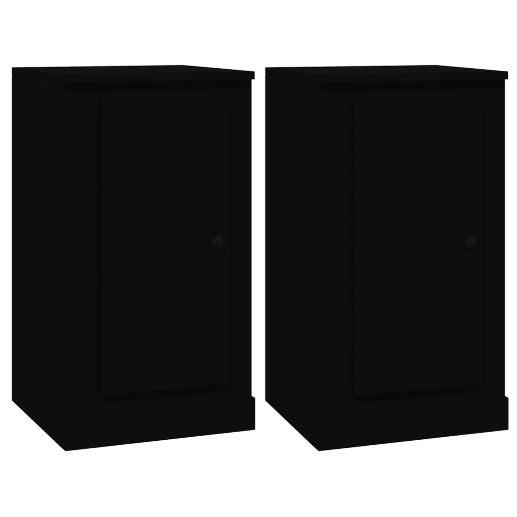 vidaXL Buffets 2 pcs noir 37,5x35,5x67,5 cm bois d'ingénierie