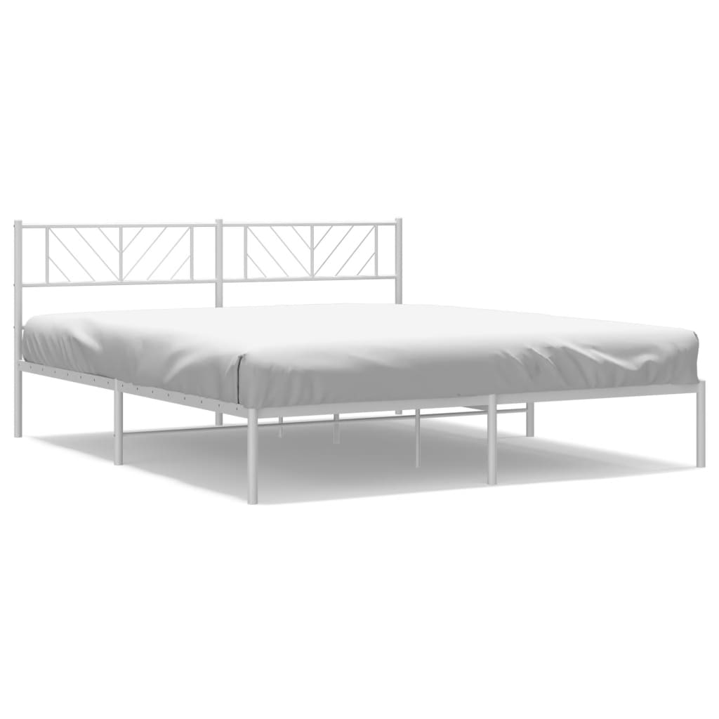 vidaXL Cadre de lit métal sans matelas et tête de lit blanc 200x200 cm