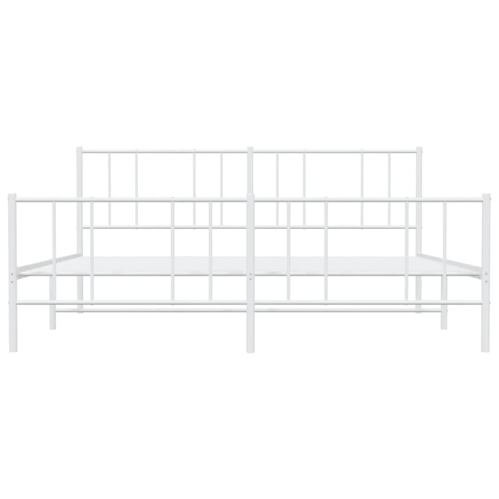 vidaXL Cadre de lit métal sans matelas et pied de lit blanc 183x213 cm