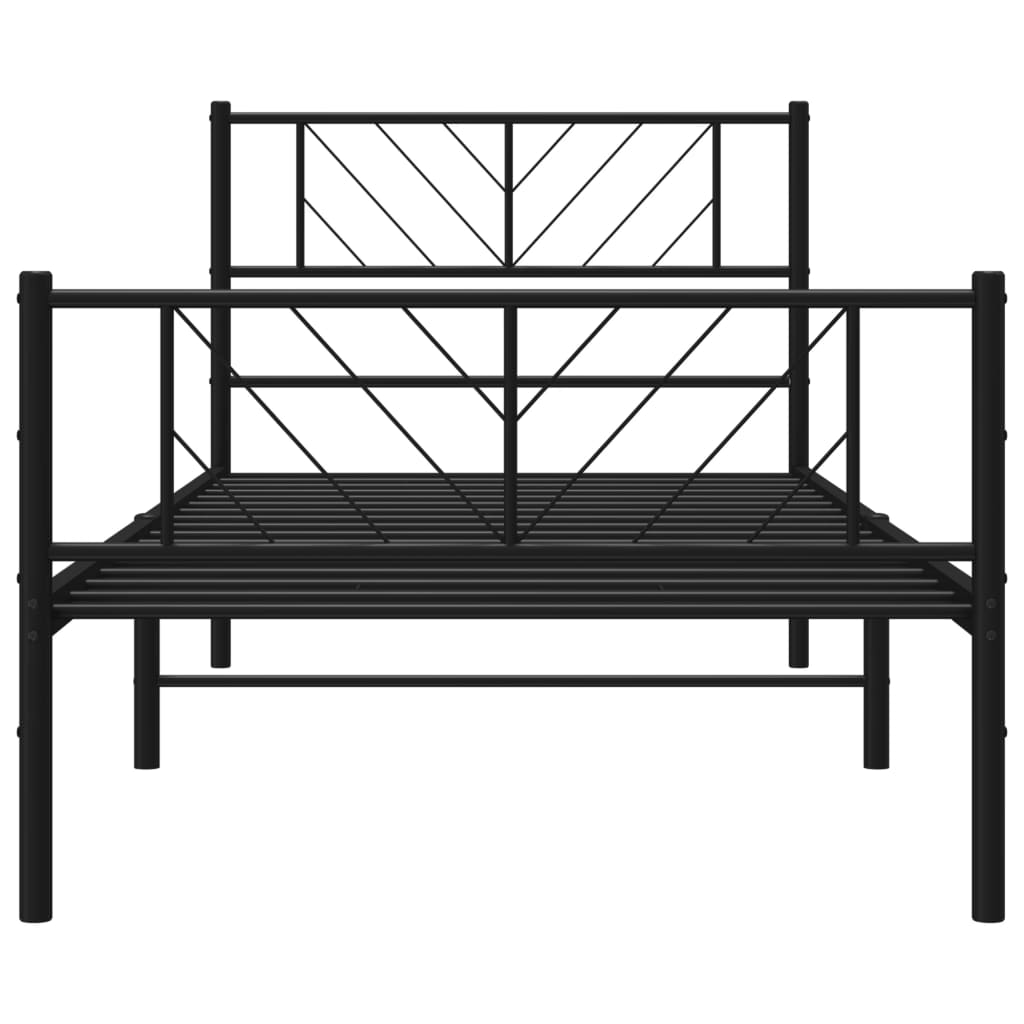 vidaXL Cadre de lit métal sans matelas et pied de lit noir 100x200 cm