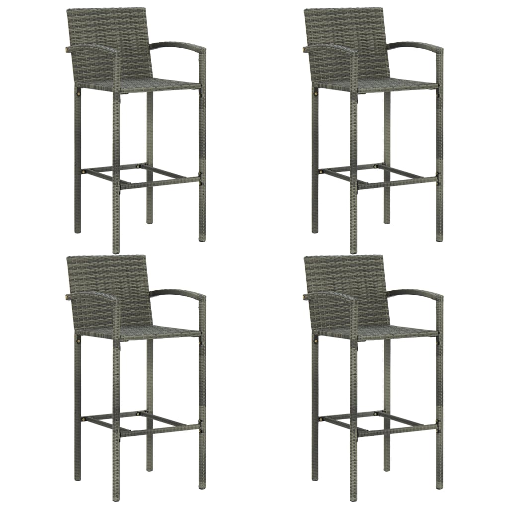 vidaXL Jeu de bar de jardin 5 pcs avec accoudoirs Résine tressée Gris