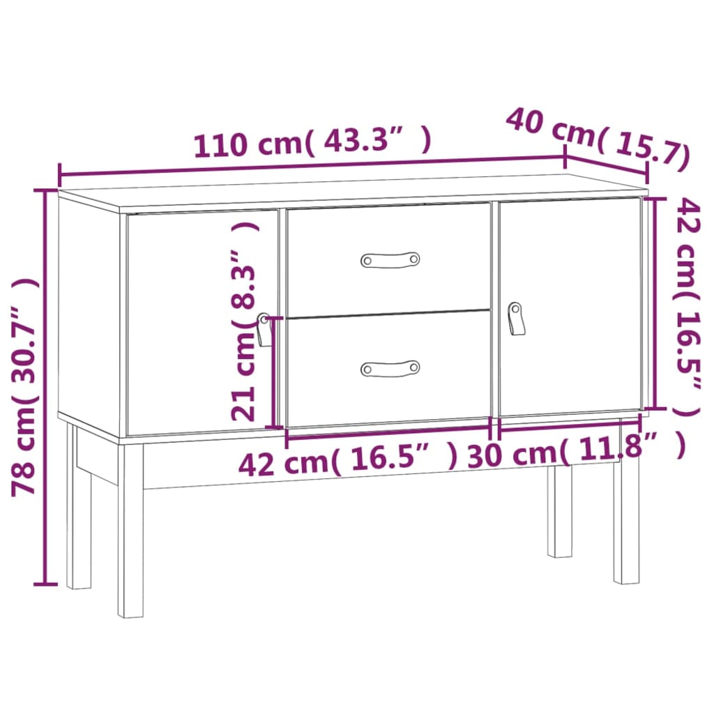 vidaXL Buffet 110x40x78 cm Bois massif de pin