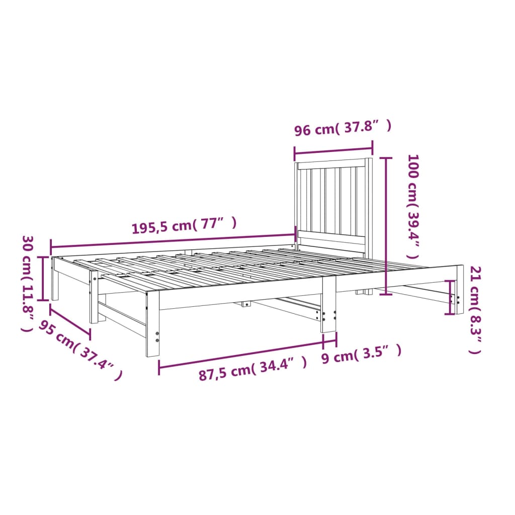 vidaXL Lit coulissant 2x(90x190) cm Bois de pin massif