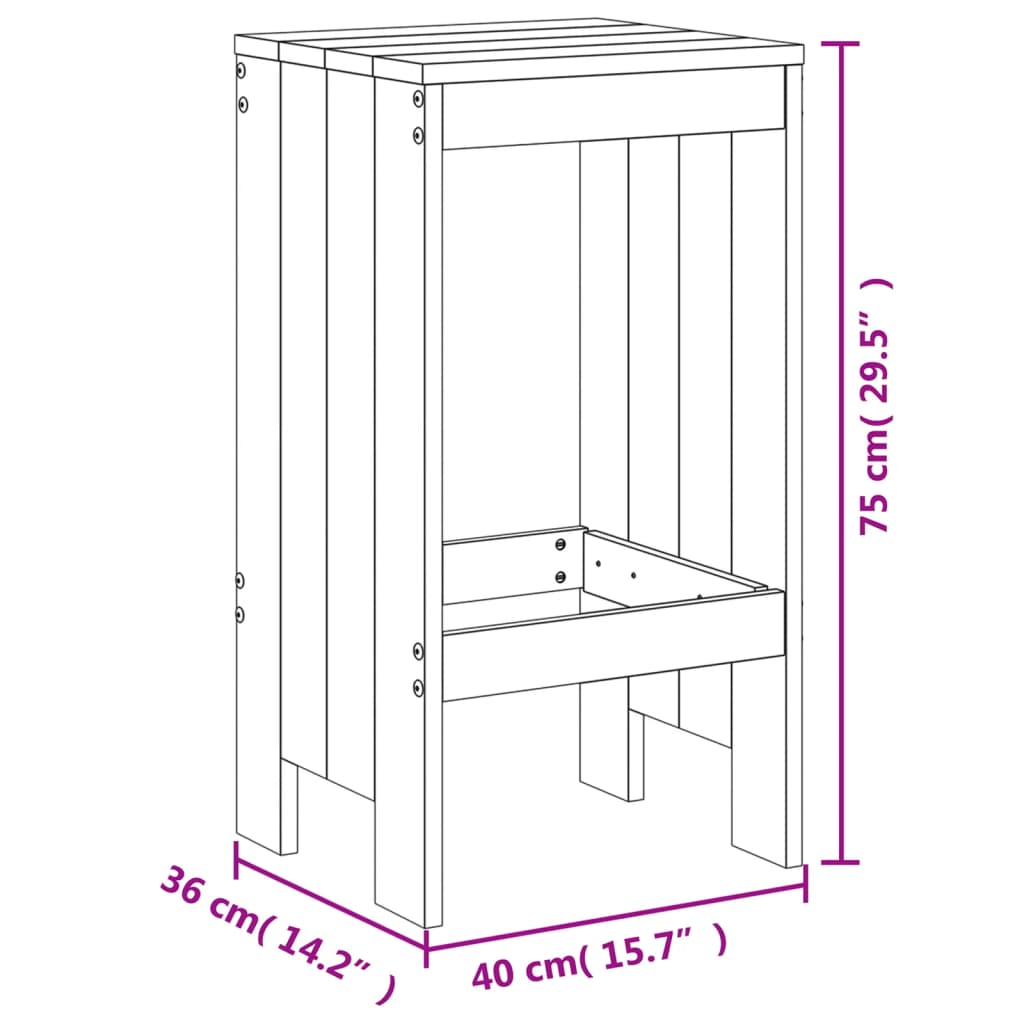 vidaXL Tabourets de bar lot de 2 40x36x75 cm bois massif de pin