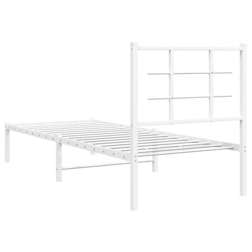 vidaXL Cadre de lit métal sans matelas avec tête de lit blanc 80x200cm