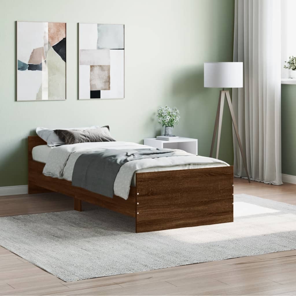 vidaXL Cadre de lit sans matelas chêne marron 75x190cm bois ingénierie