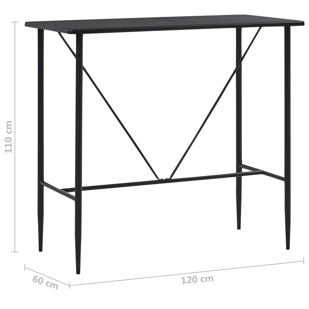 vidaXL Table de bar Noir 120x60x110 cm MDF