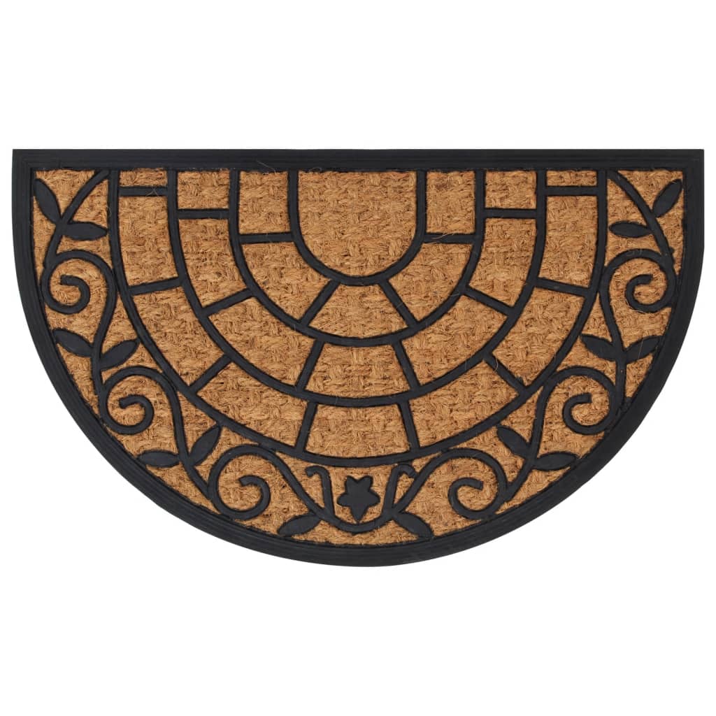 vidaXL Tapis de porte demi-rond 45x75 cm caoutchouc et fibre de coco