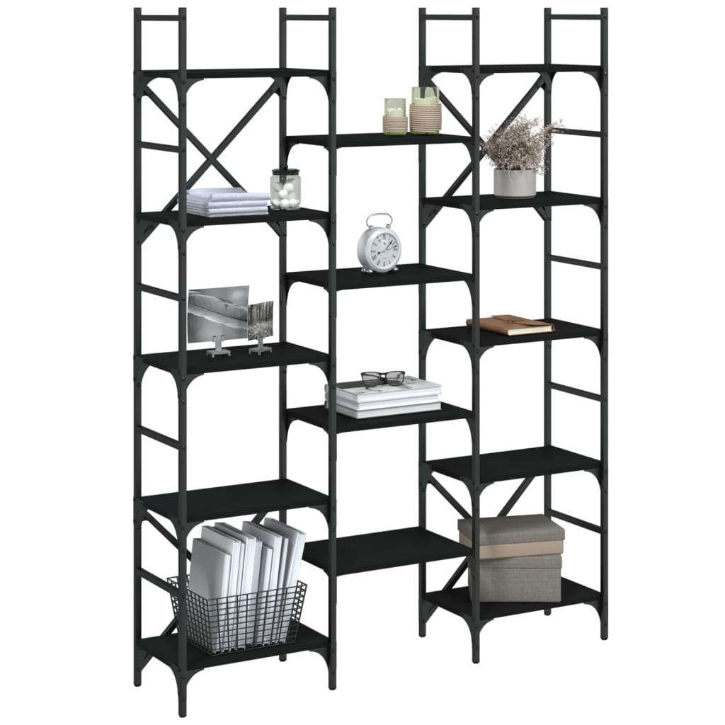 vidaXL Bibliothèque noir 127,5x28,5x172,5 cm bois d'ingénierie