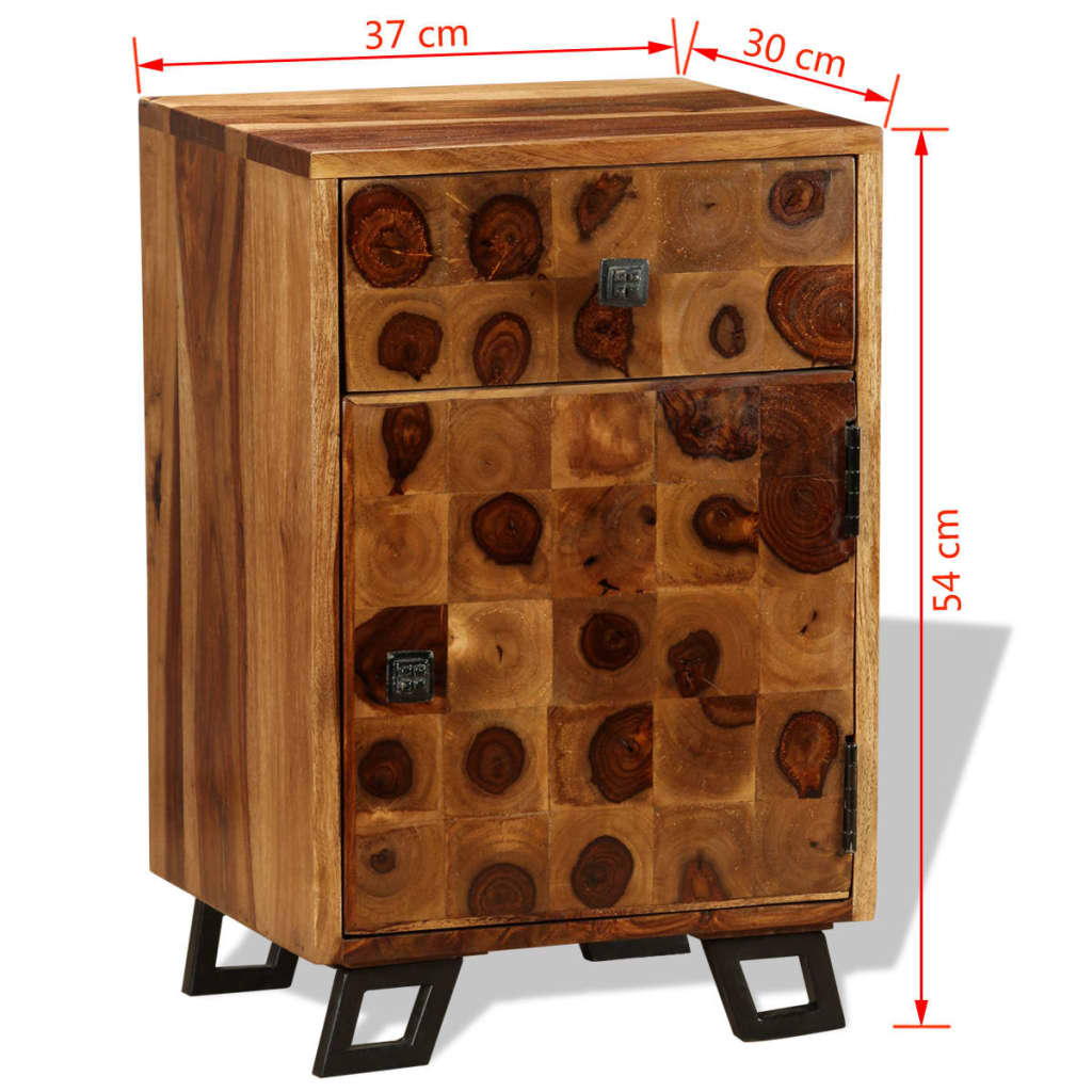 vidaXL Table de chevet Bois massif de Sesham 37 x 30 x 54 cm
