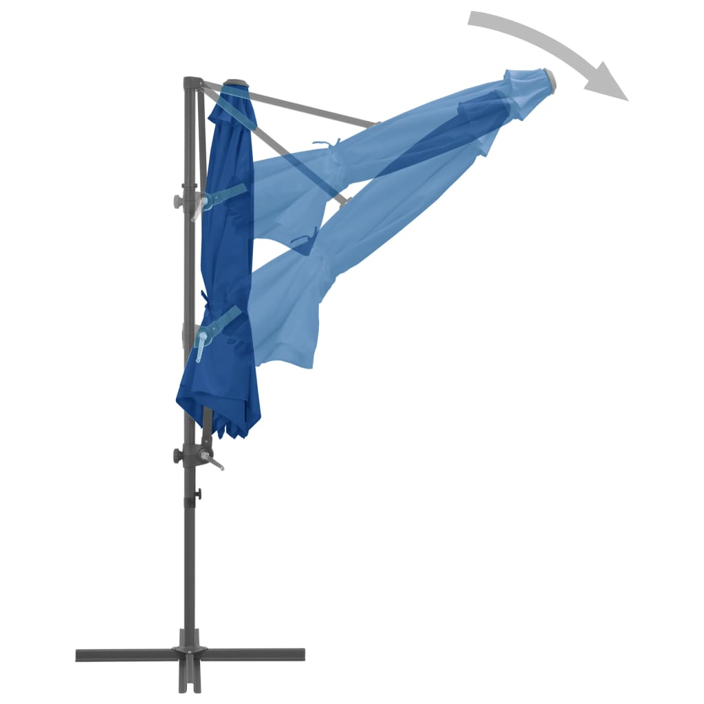 vidaXL Parasol de jardin en porte-à-faux avec mât en acier bleu azuré