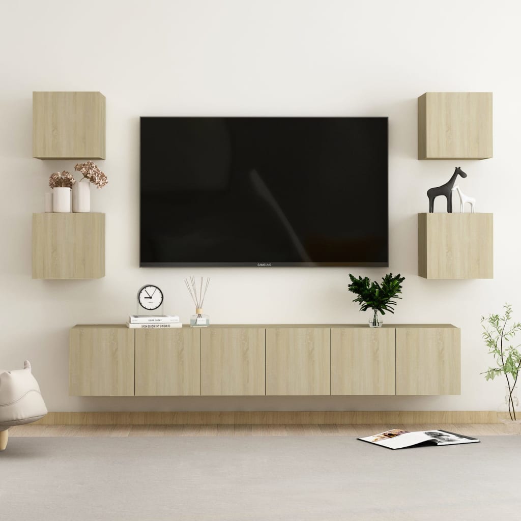 vidaXL Ensemble de meubles TV 7 pcs Chêne sonoma Bois d'ingénierie