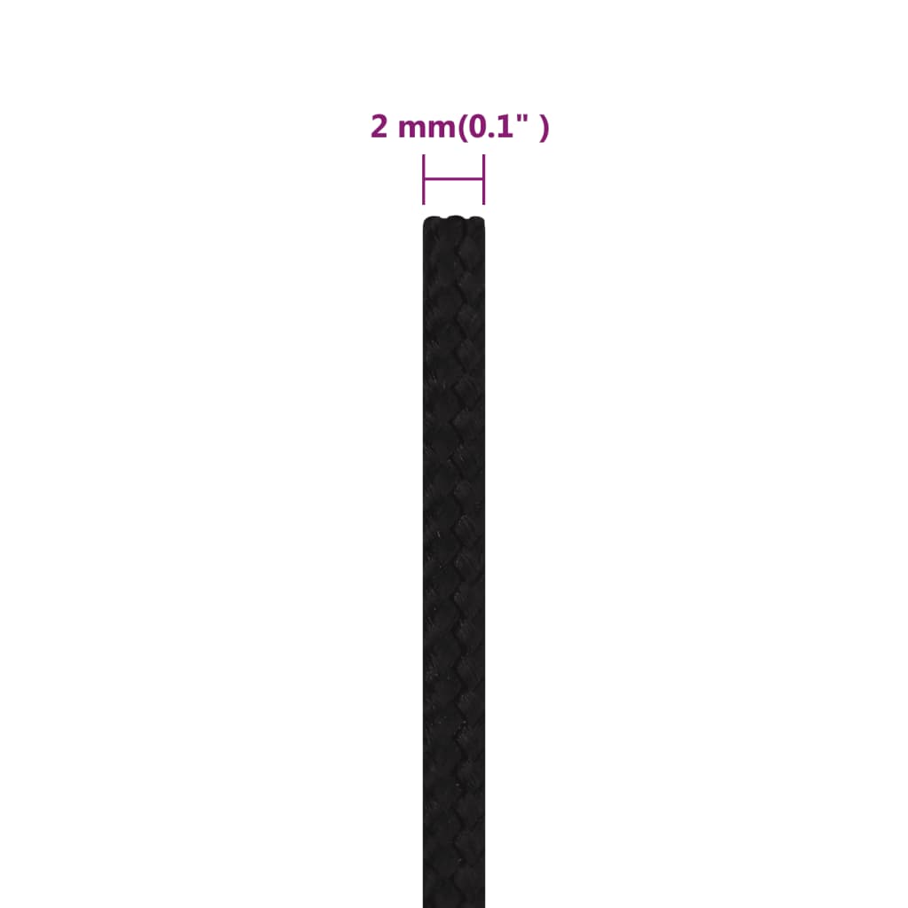 vidaXL Corde de travail Noir 2 mm 25 m Polyester