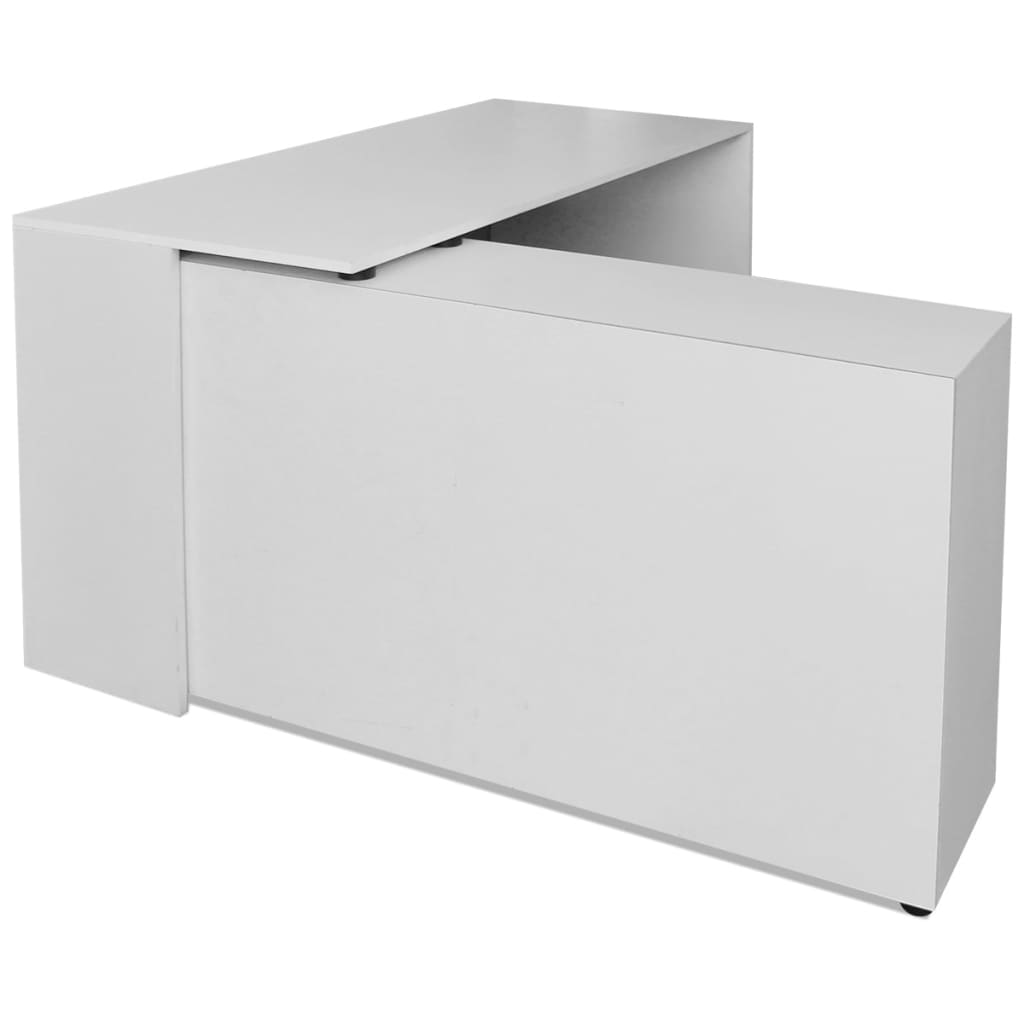 vidaXL Bureau d'angle 4 étagères blanc