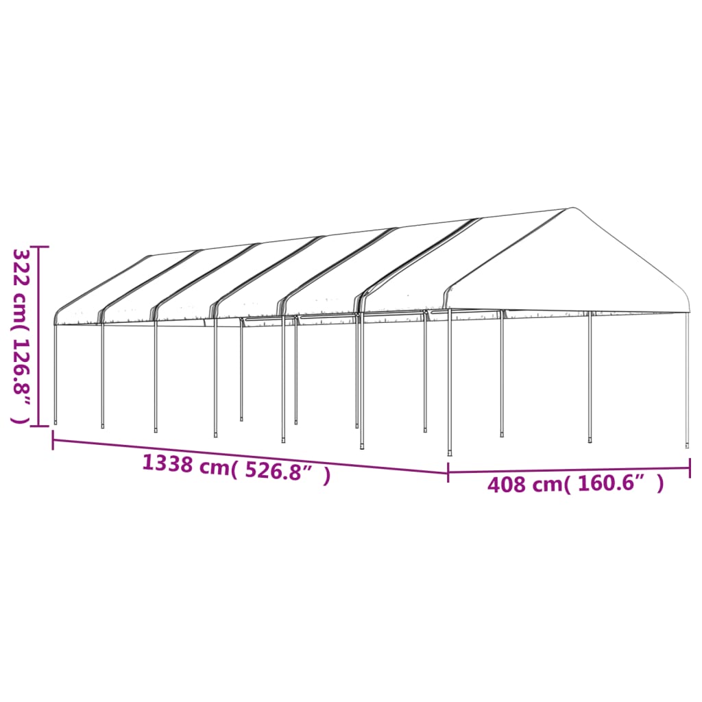 vidaXL Belvédère avec toit blanc 13,38x4,08x3,22 m polyéthylène