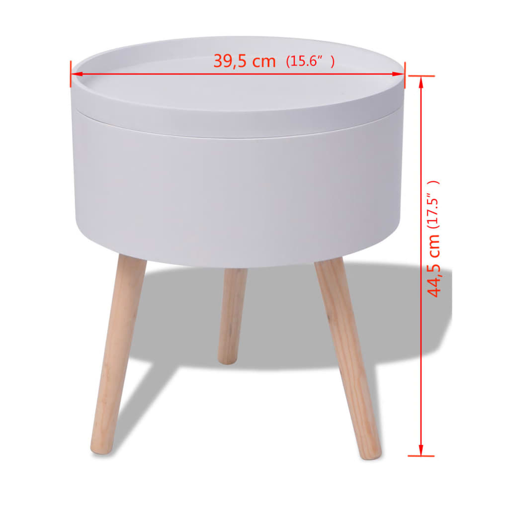 vidaXL Table auxiliaire avec plateau rond 39,5 x 44,5 cm Blanc