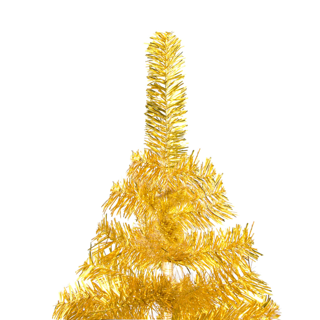 vidaXL Sapin de Noël artificiel pré-éclairé et support doré 180 cm PET