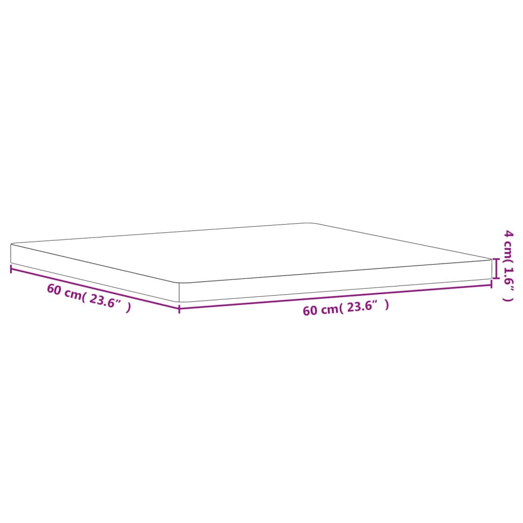 vidaXL Dessus de table 60x60x4 cm carré bois massif de hêtre