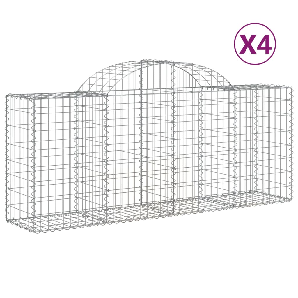 vidaXL Paniers à gabions arqués 4 pcs 200x50x80/100 cm Fer galvanisé