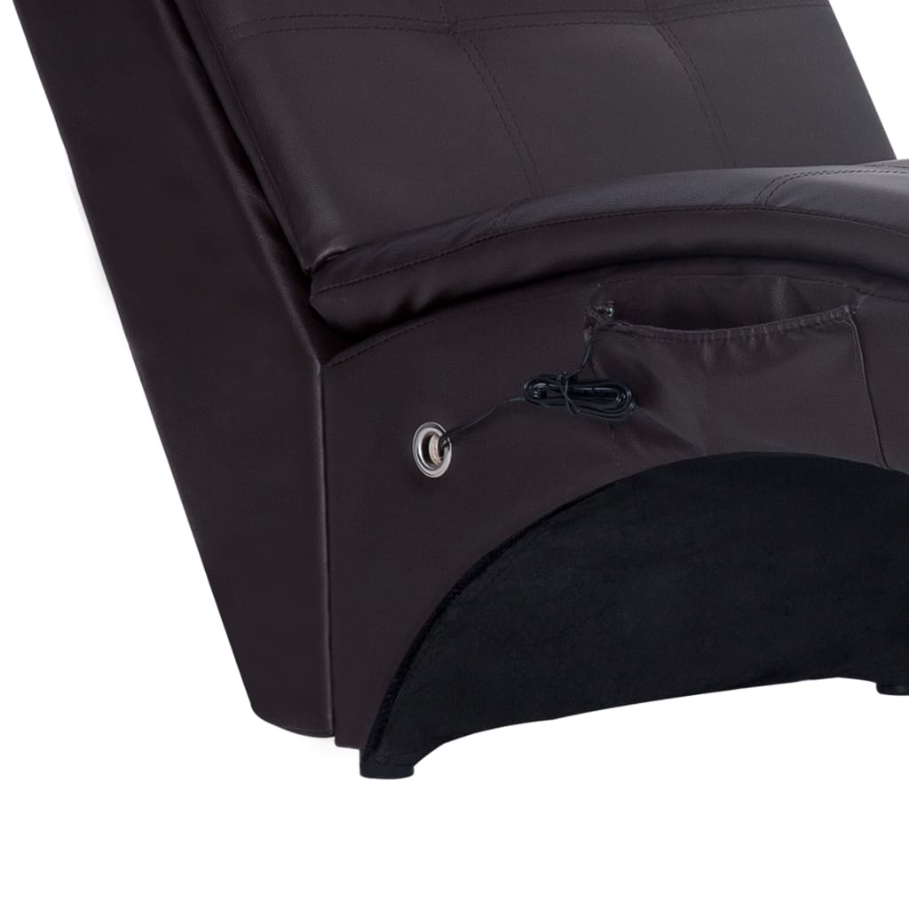 vidaXL Chaise longue de massage avec oreiller Marron Similicuir