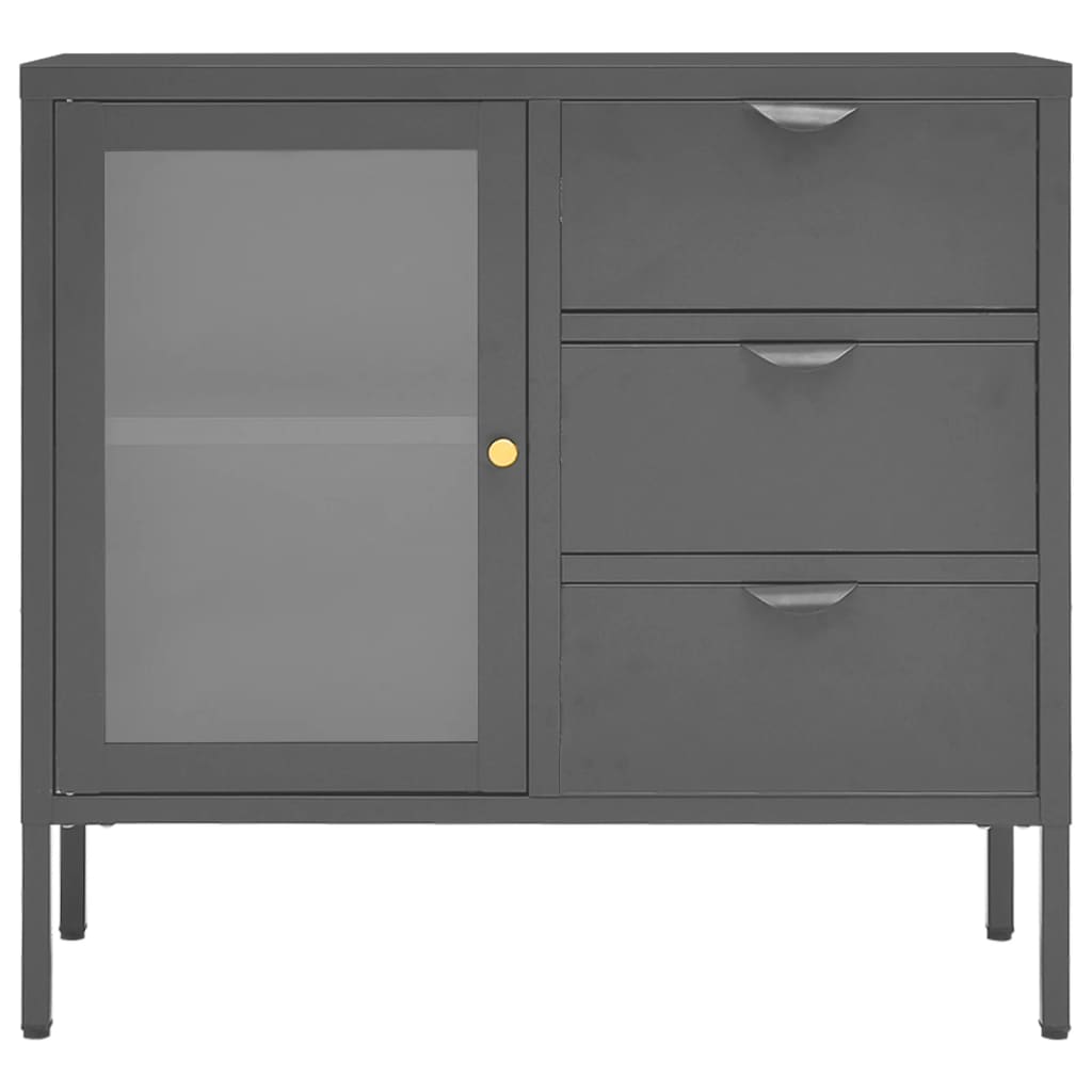 vidaXL Buffet Anthracite 75x35x70 cm Acier et verre trempé