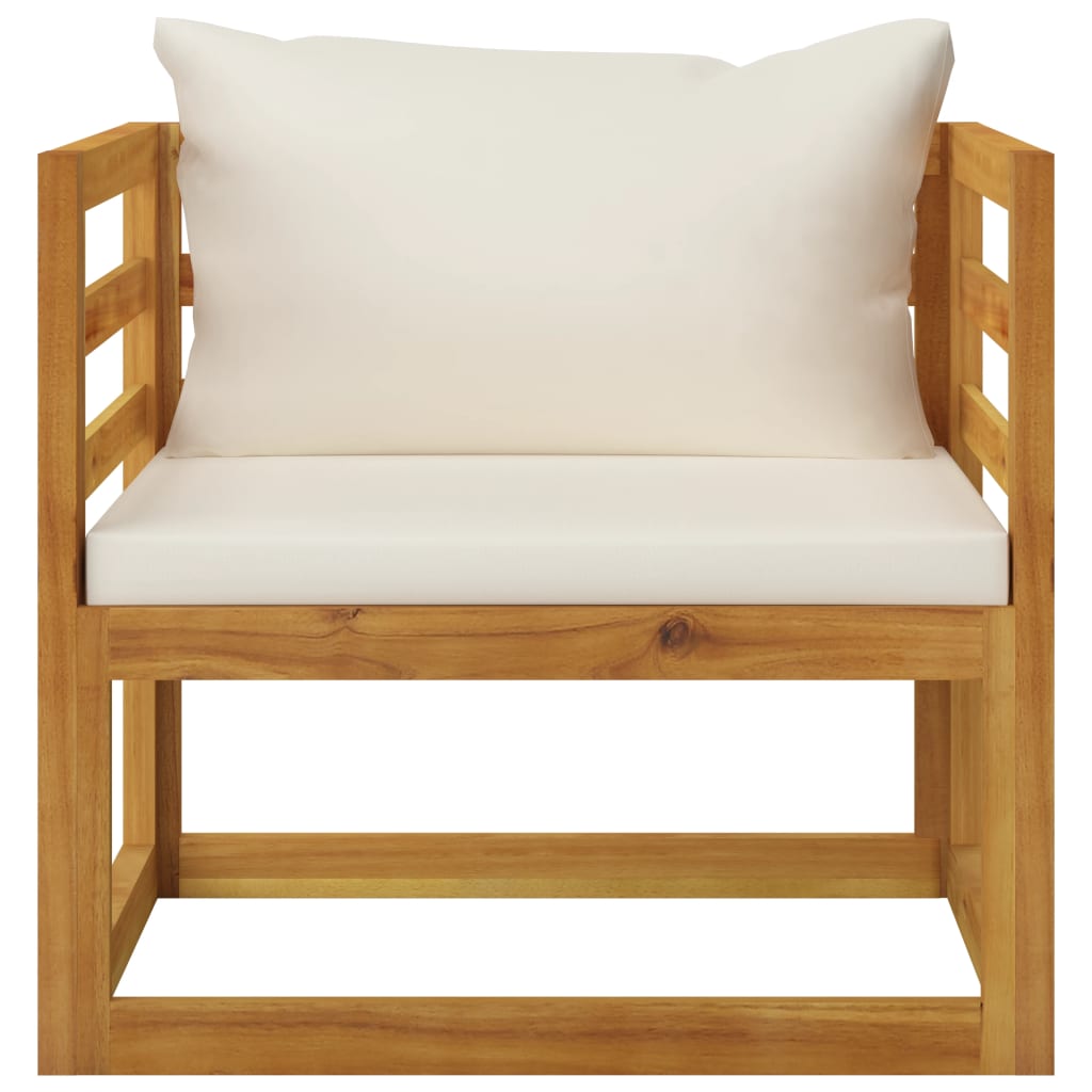 vidaXL Chaise de jardin avec coussins crème Bois d'acacia massif
