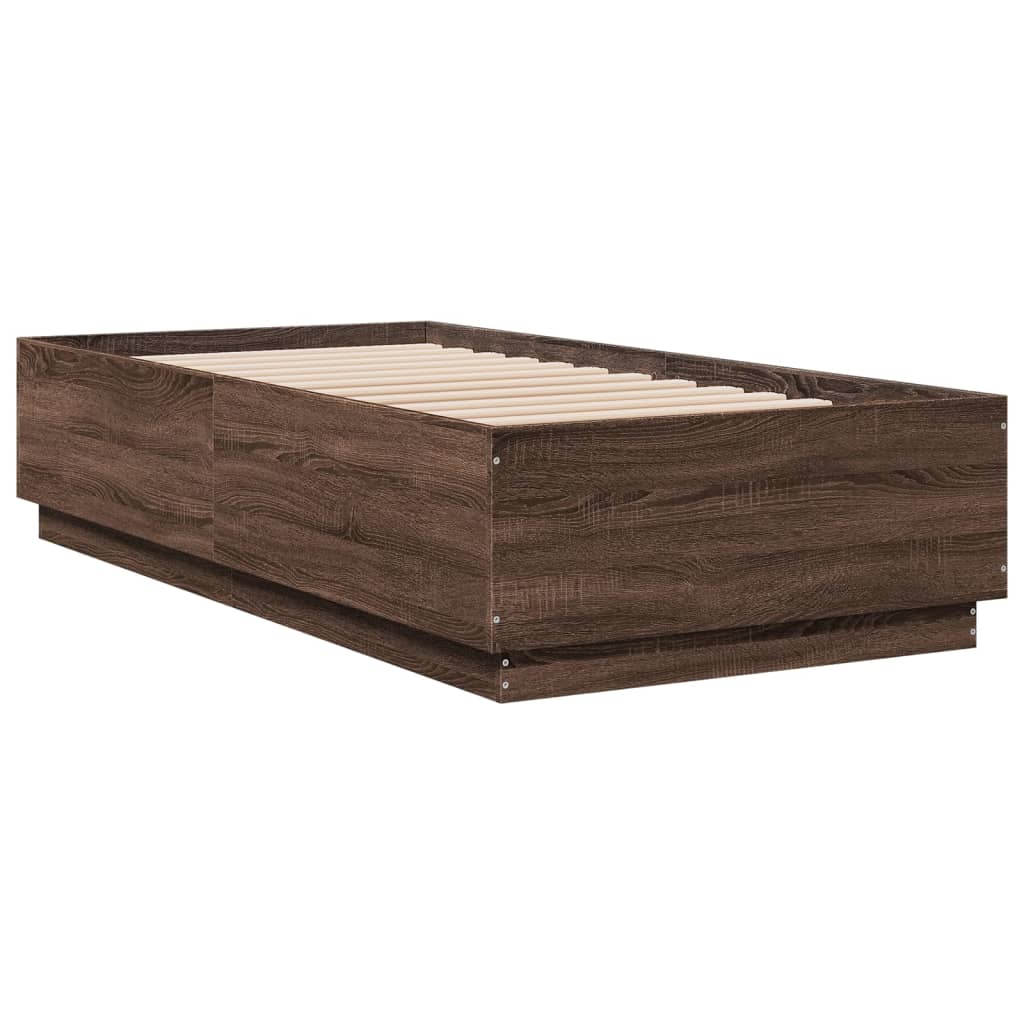 vidaXL Cadre de lit chêne marron 75x190 cm bois d'ingénierie