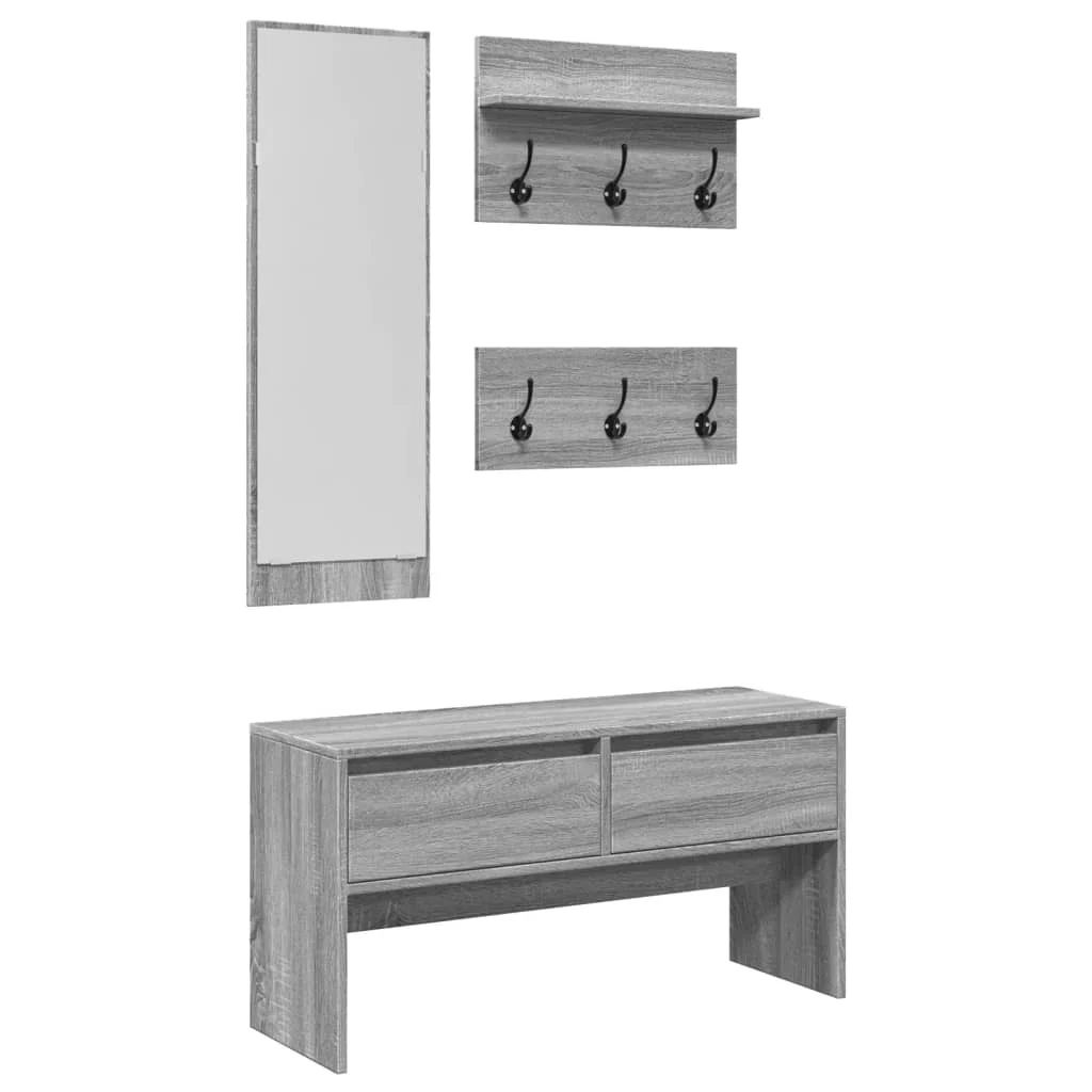 vidaXL Ensemble de meubles de couloir 4pcs sonoma gris bois ingénierie