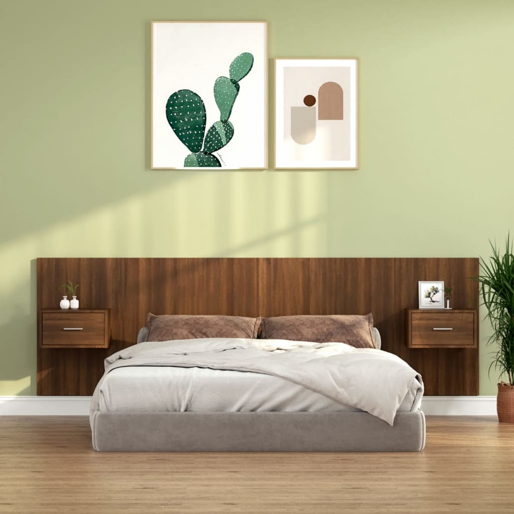 vidaXL Tête de lit avec armoires Chêne marron Bois d'ingénierie