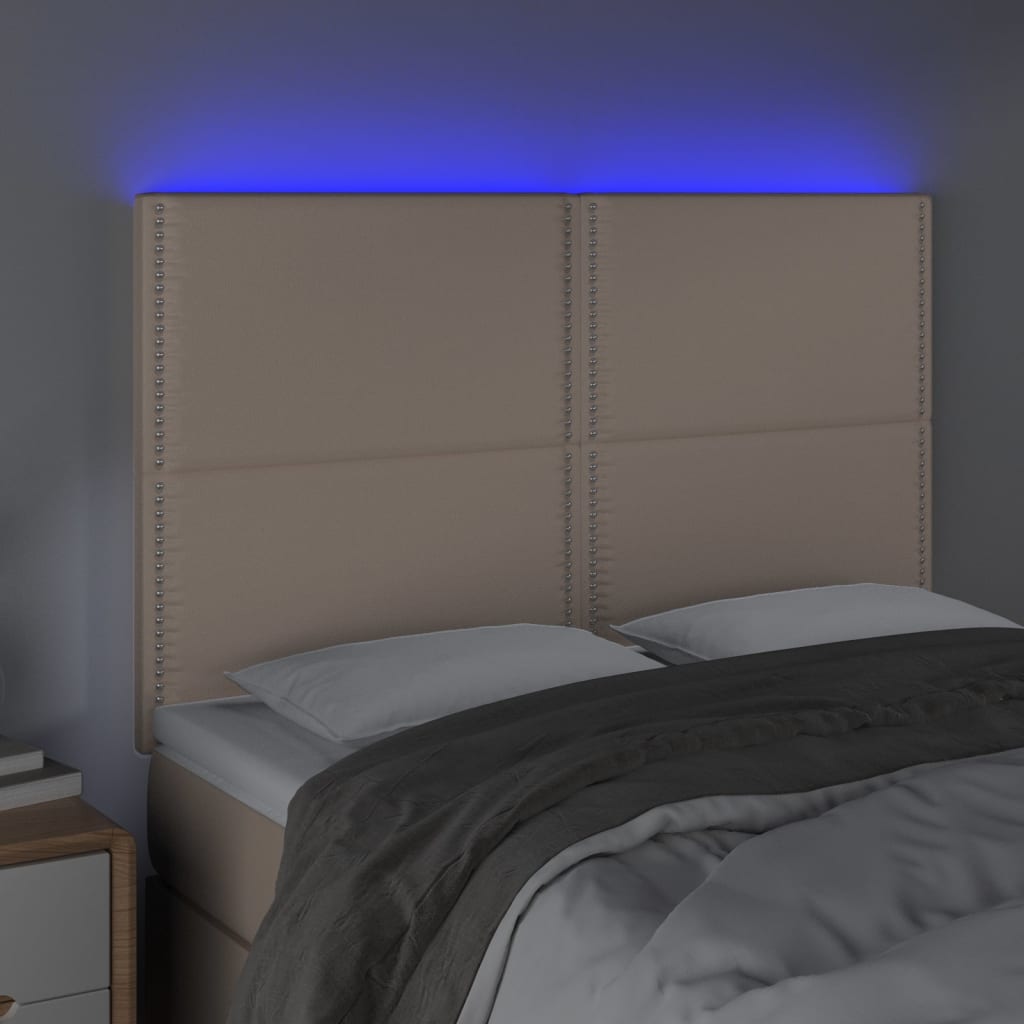 vidaXL Tête de lit à LED Cappuccino 144x5x118/128 cm Similicuir
