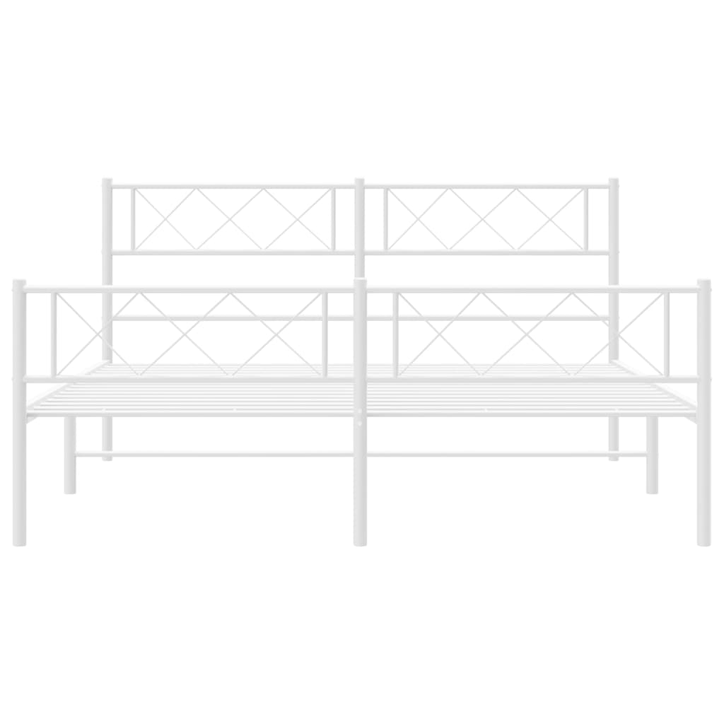 vidaXL Cadre de lit métal sans matelas et pied de lit blanc 140x200 cm