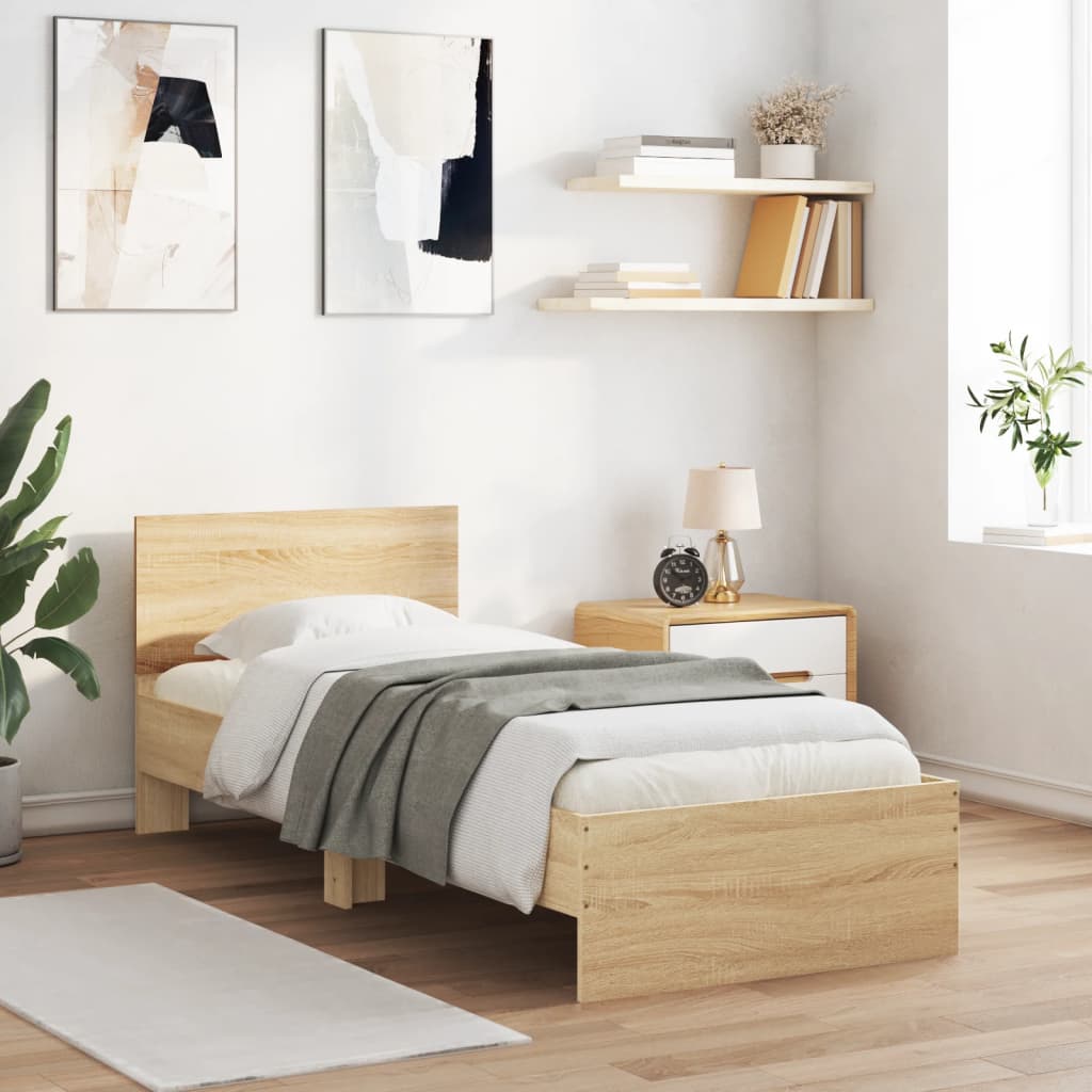 vidaXL Cadre de lit sans matelas avec tête de lit 90x200 cm