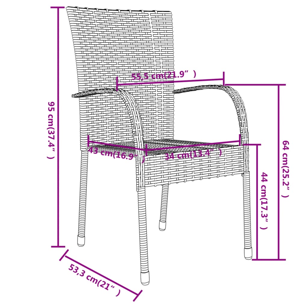 vidaXL Ensemble à manger de jardin 3 pcs Résine tressée Noir