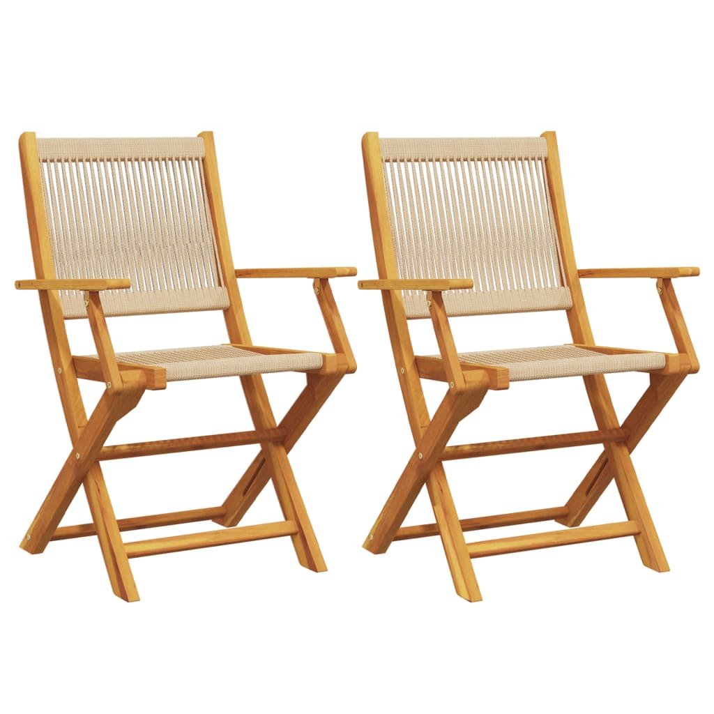 vidaXL Chaises de jardin lot de 2 beige bois d'acacia et polypropylène