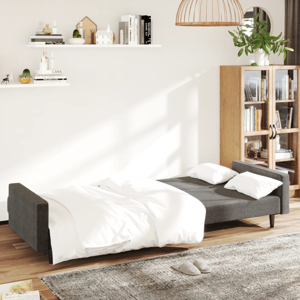 vidaXL Canapé-lit à 2 places gris foncé velours
