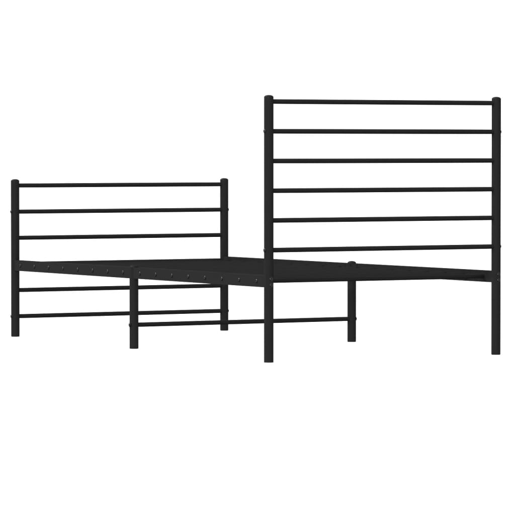 vidaXL Cadre de lit métal sans matelas avec pied de lit noir 90x190 cm