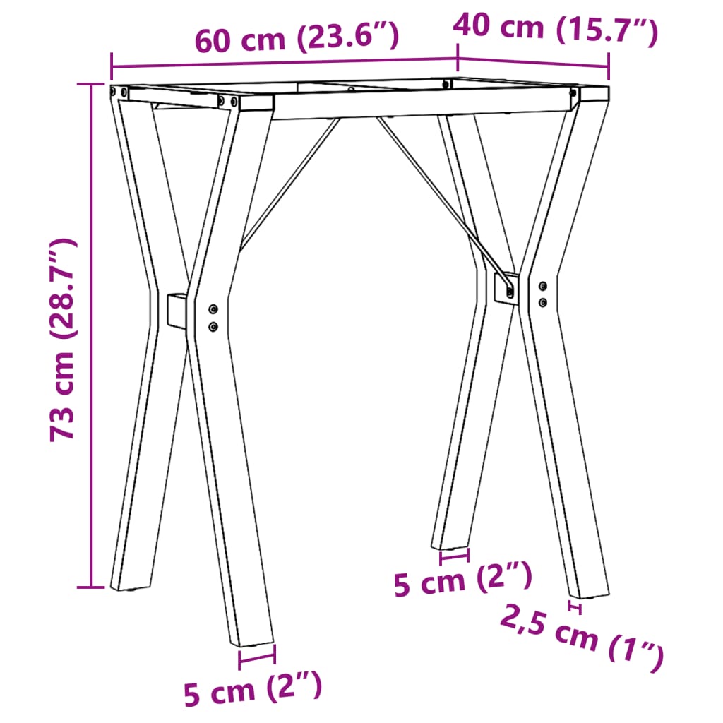 vidaXL Pieds de table à manger cadre en Y 60x40x73 cm fonte