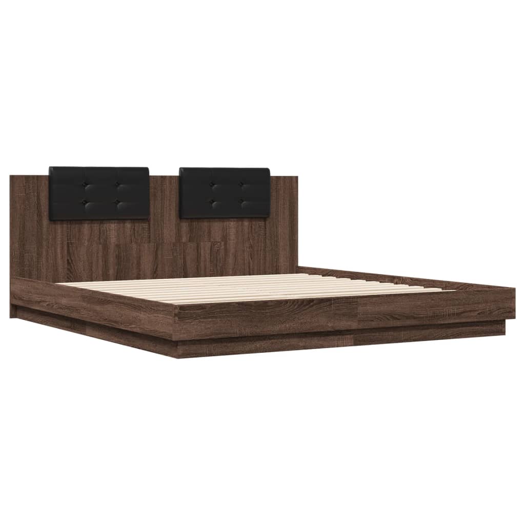 vidaXL Cadre de lit avec tête de lit chêne marron 180x200 cm